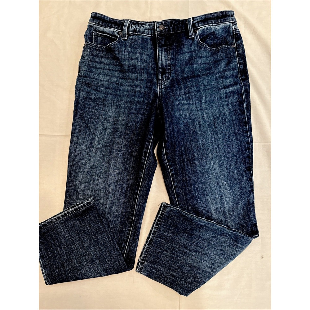 Talbots Denim Straight Leg Jean Women's Size 12 Petite Dark Wash High Rise